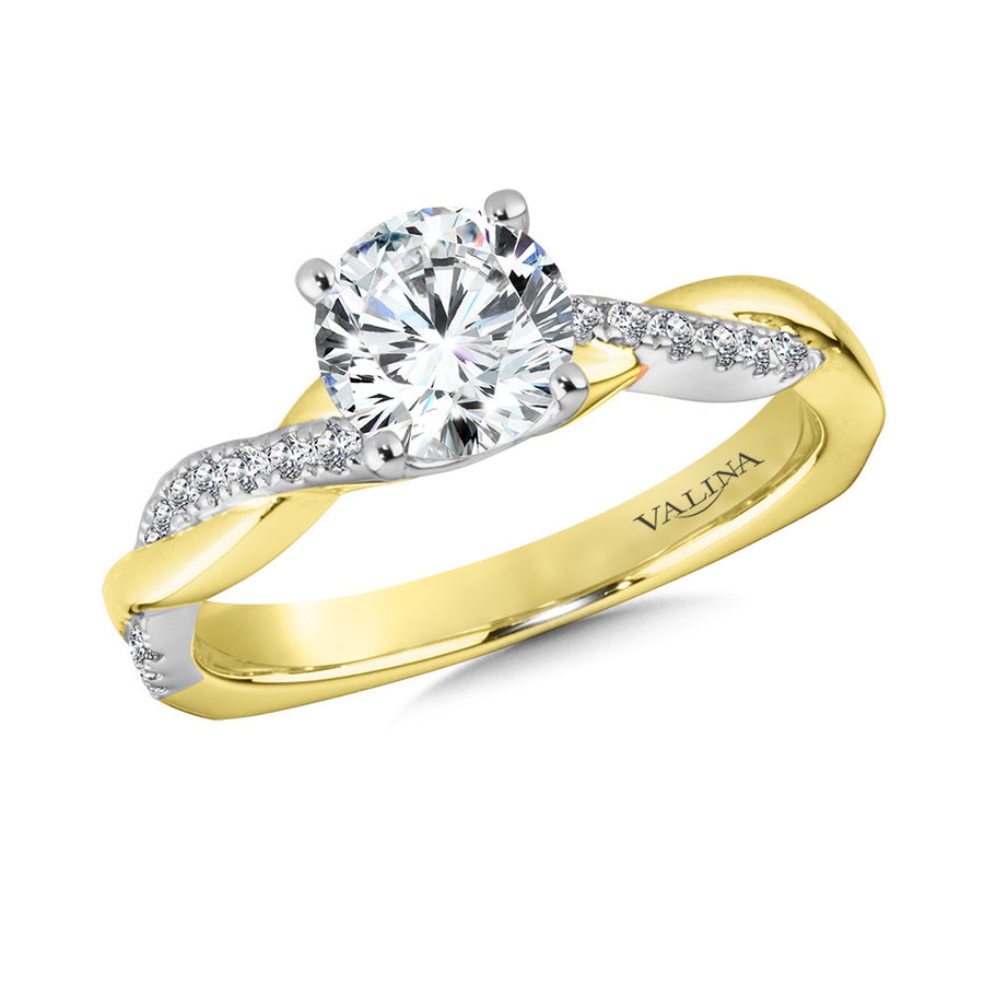 14K White and Yellow Gold 0.17ct Diamond Semi-Mount Engagement Ring