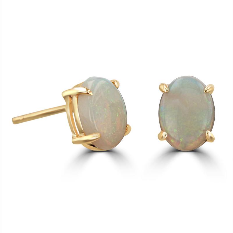 14K Yellow Gold Opal Earrings
