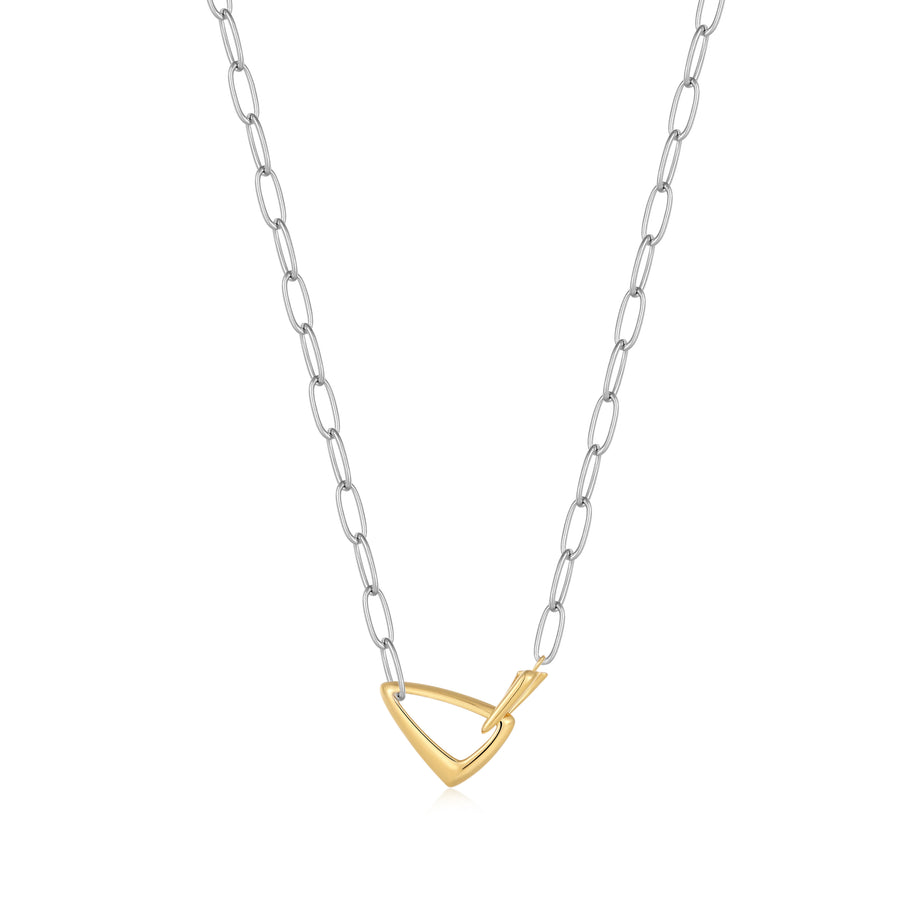 Sterling Silver Gold Plated Arrow Link Chunky Chain Necklace