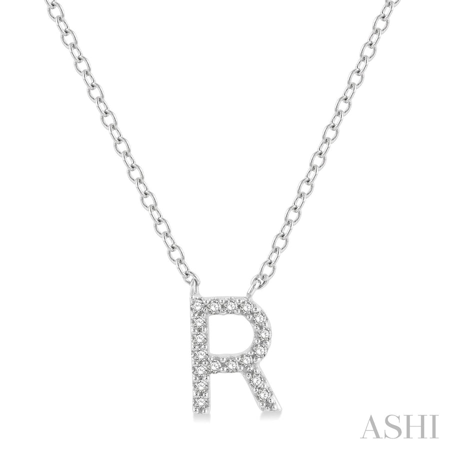 10K White Gold Diamond Initial Necklace