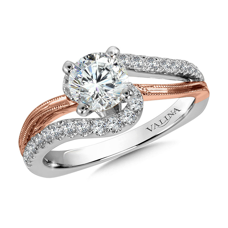 14K White and Pink Gold 0.29ct. Diamond Semi-Mount Engagement Ring