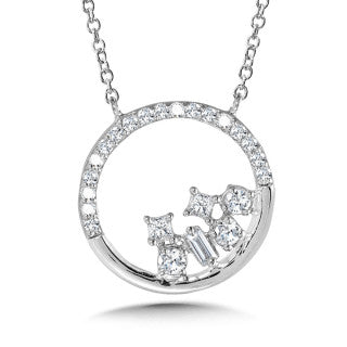 10K White Gold 0.14ct Diamond Circle Necklace