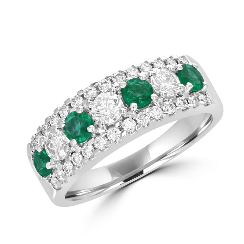 14K White Gold Emerald and Diamnd Ring