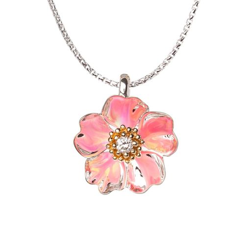 Sterling Silver and 14K Yellow Gold Cherry Blossom Necklace
