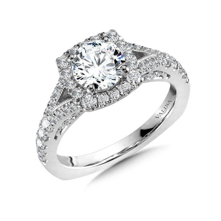 14K White Gold 0.63ct Diamond Semi-Mount Engagement Ring