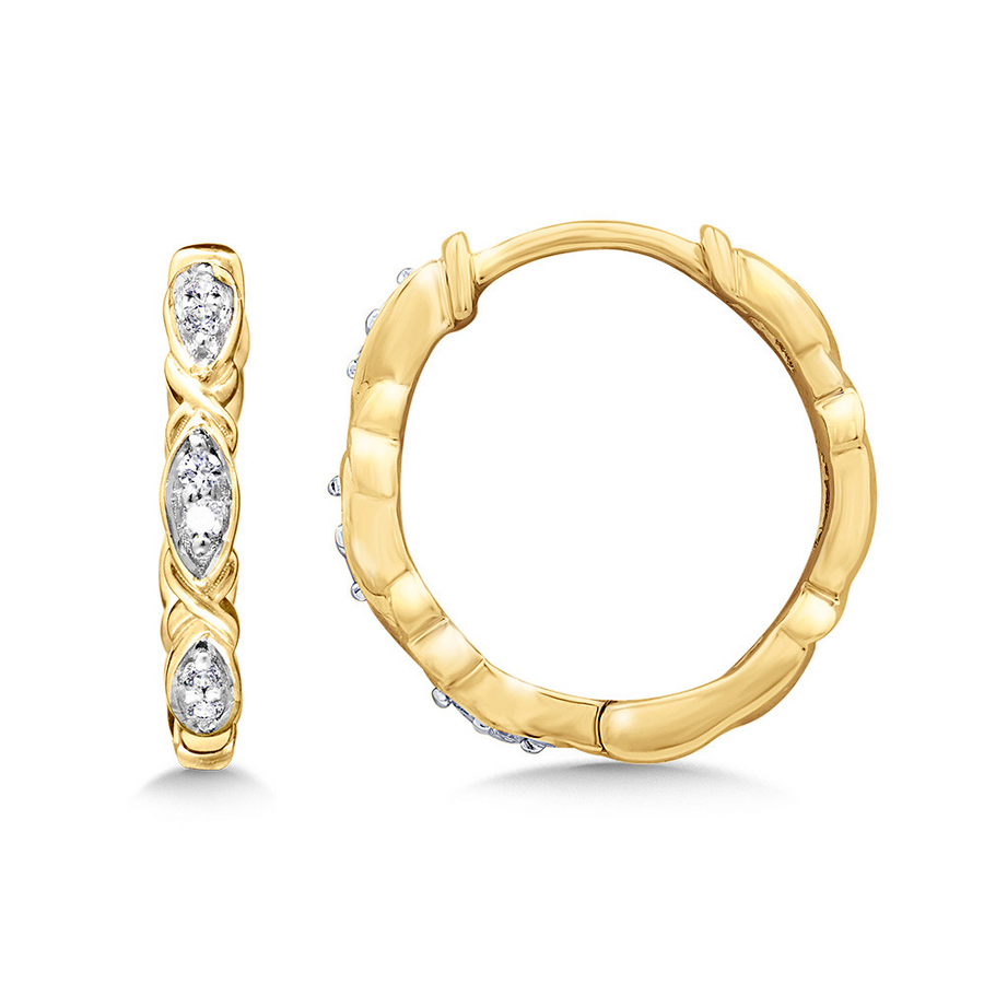 10K Yellow Gold 0.05ct. Diamond Huggie Earrings