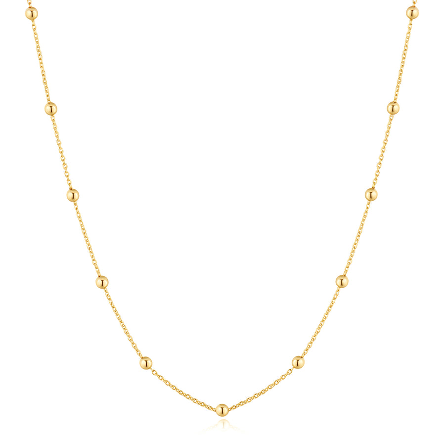 Gold Beaded Chain Necklace