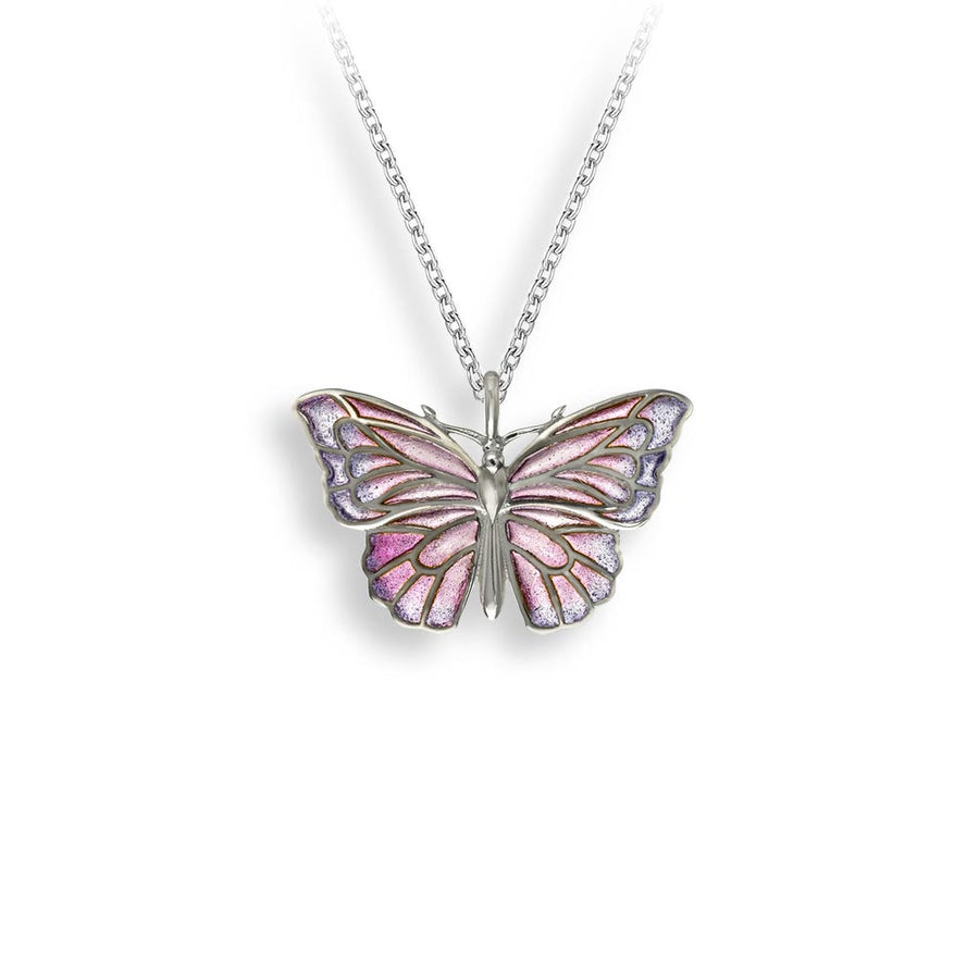 Sterling Silver Purple Butterfly Enameled Necklace