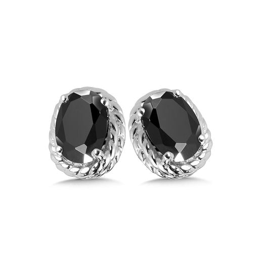 Sterling Silver Created Onyx Earrings