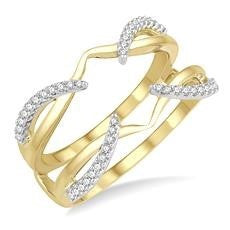 14k Yellow Gold Diamond Ring Guard with 0.25ctw