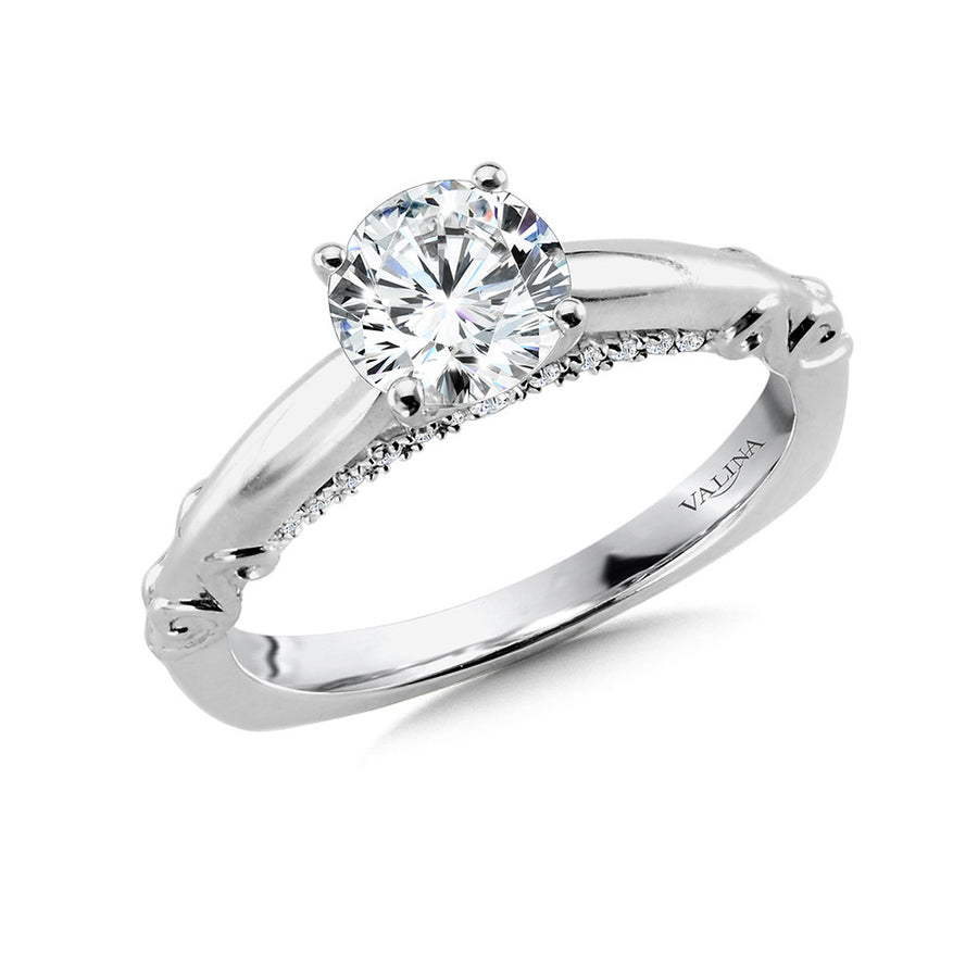 14K White Gold Diamond Accented Semi-Mount Engagement Ring