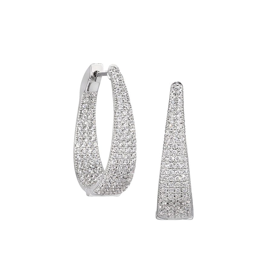 Sterling Silver Simulated Diamond Hoop Earrings