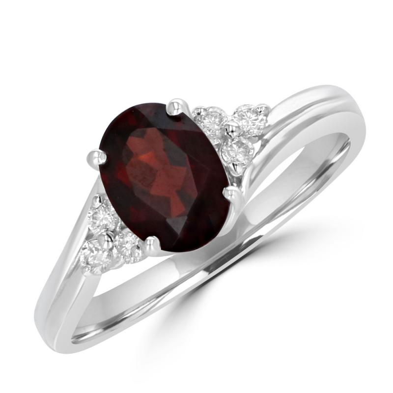 14K White Gold Garnet and Diamond Ring