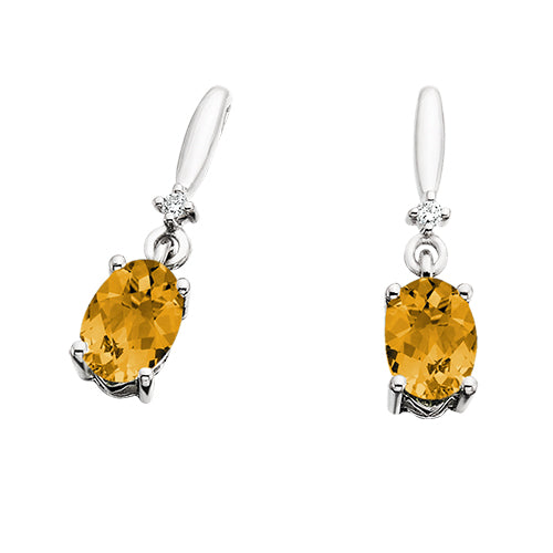 10K White Gold Citrine and Diamond Earrings