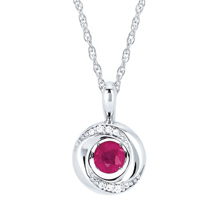 Sterling Silver Shimmering Ruby and Diamond Necklace