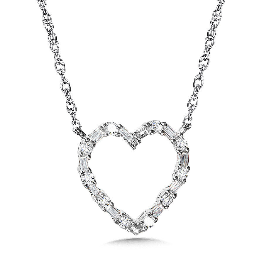 10K White Gold 0.10ct Diamond Heart Necklace