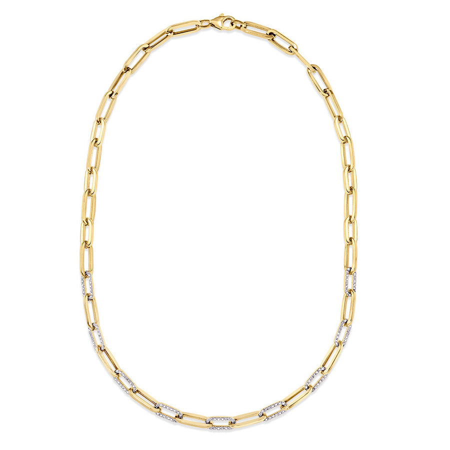 14K Yellow Gold 1.10ct Diamond Paperclip Link Necklace