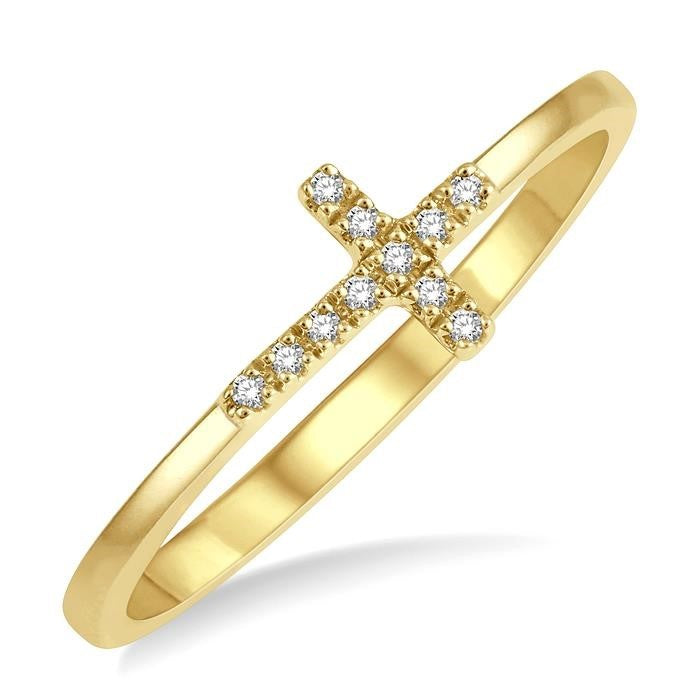 10K Yellow Gold 0.04ct Cross Ring