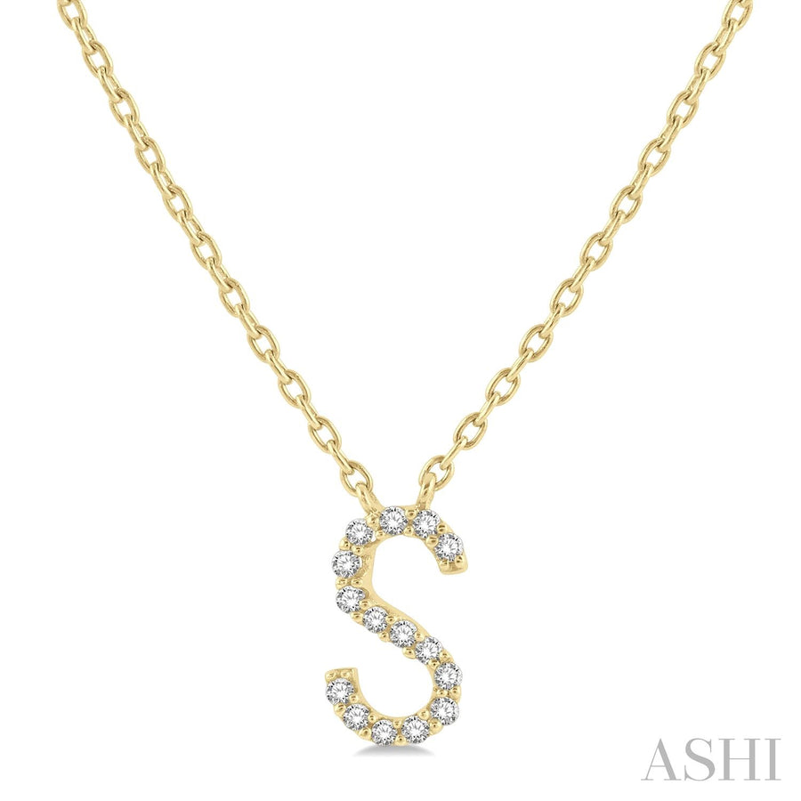 10K Yellow Gold Diamond Initial Necklace