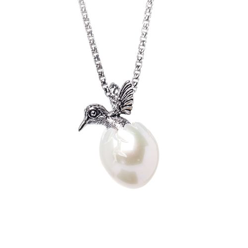Sterling Silver Hummingbird and Pearl Necklace