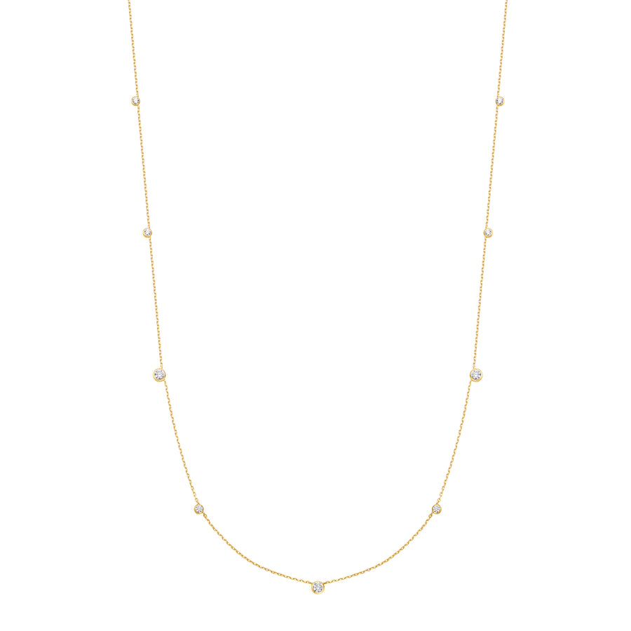 Gold Bezel Cubic Zirconia Station Necklace