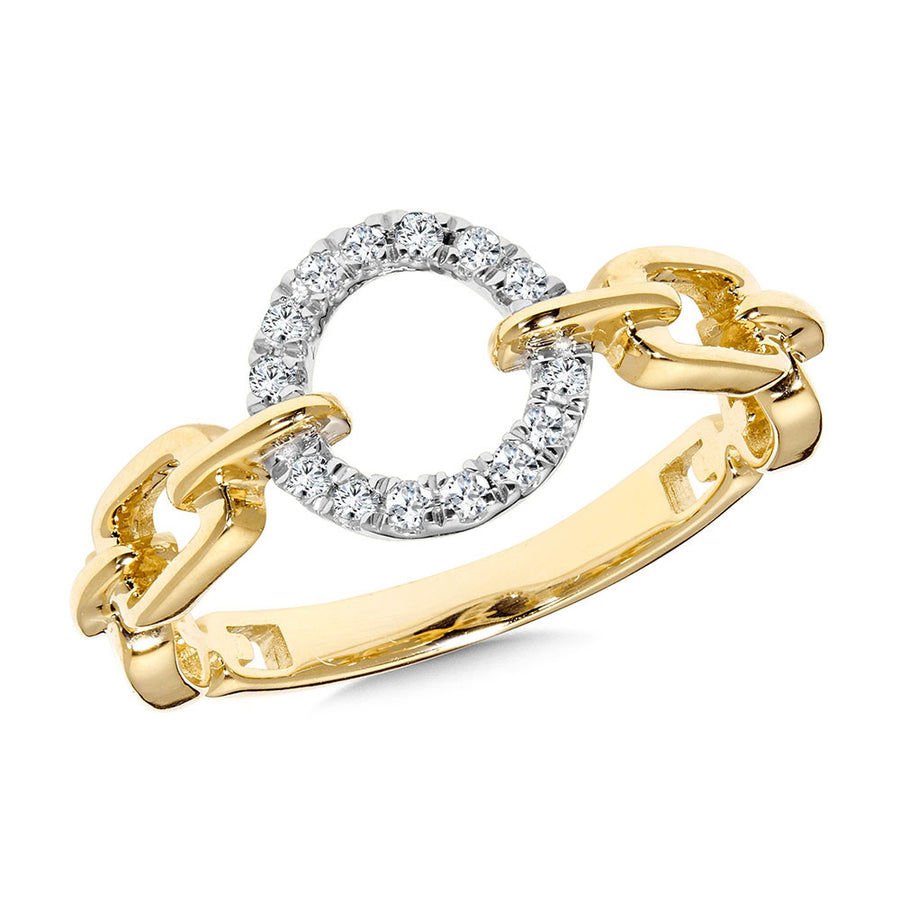 10K Yellow Gold 0.14ct Paperclip Link Diamond Ring