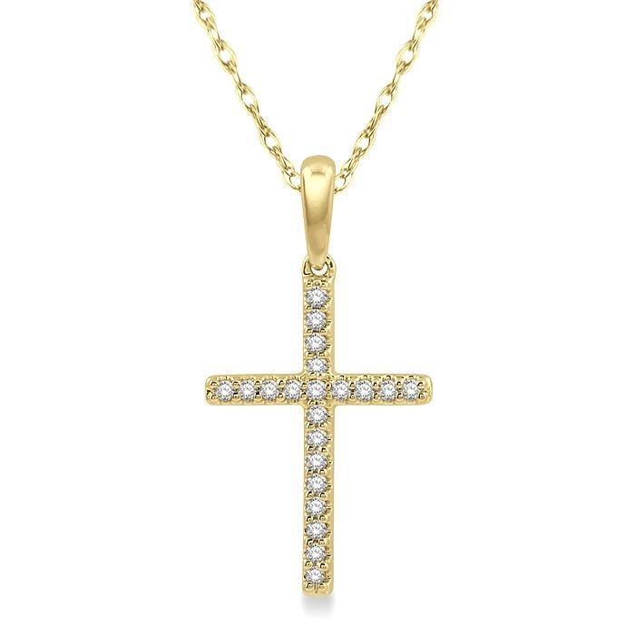 10K Yellow Gold Diamond Cross Necklace