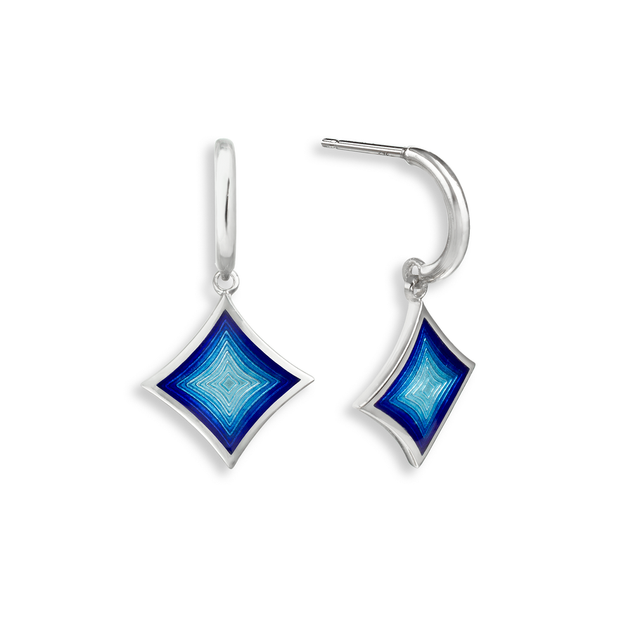 Sterling Silver Blue Enameled Earrings