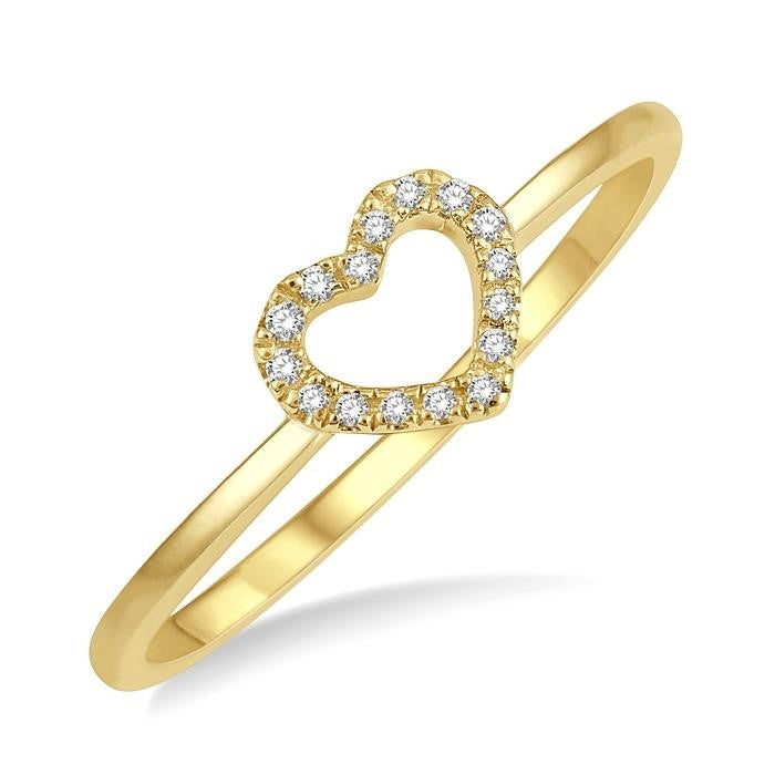 10K Yellow Gold Diamond Heart Ring