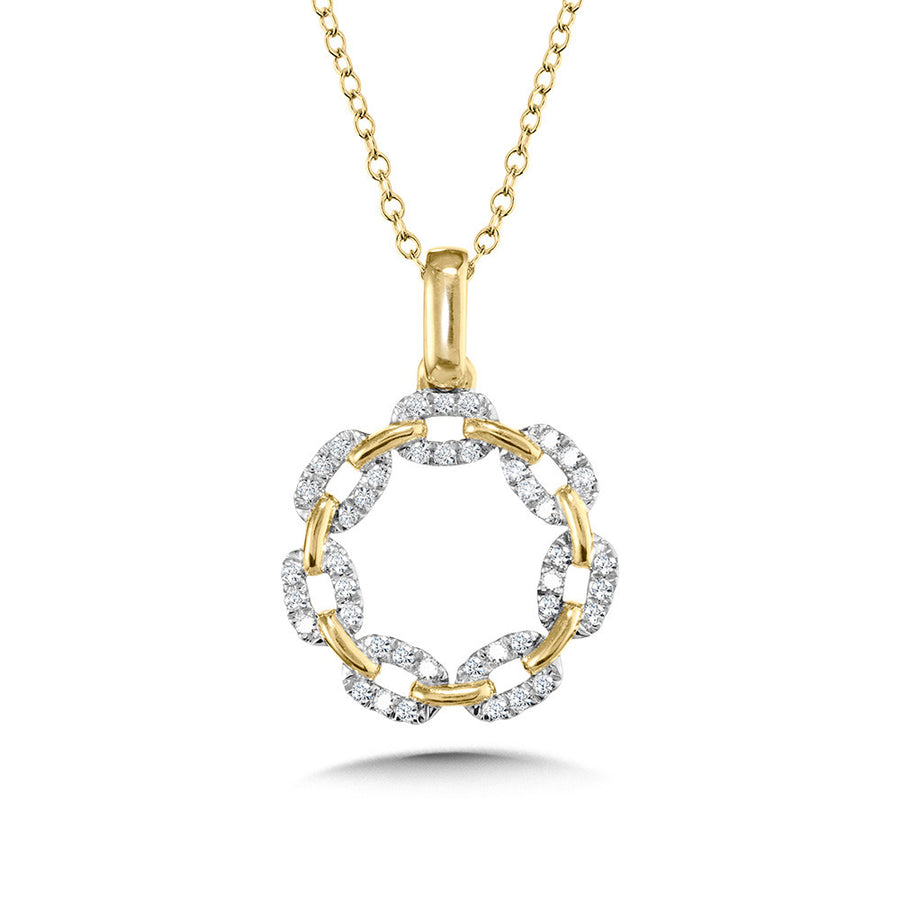 14K Yellow Gold 0.20ct Diamond Circle Necklace
