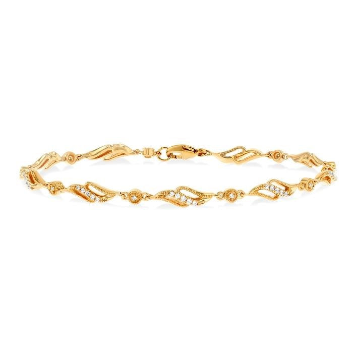 10K Yellow Gold 0.25ct. Diamond Art Deco Bracelet