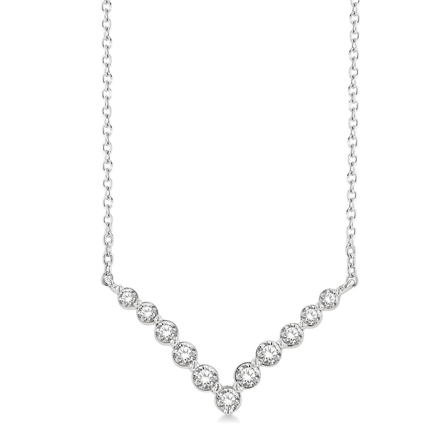 10K White Gold Diamond Chevron Necklace