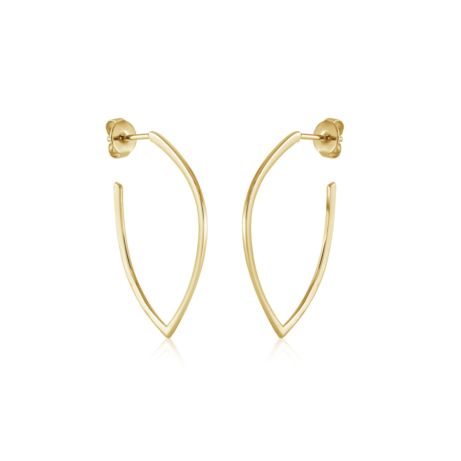 Stainless Steel Gold IP Pointed Hoop Earrings