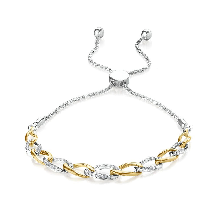 Sterling Silver Yellow Gold Plated 0.25ct Bolo Bracelet