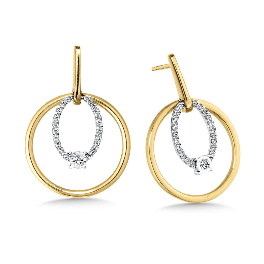 10K Two Tone Gold 0.14ct. Diamond Earrings