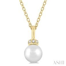 Yellow Gold Pearl and Diamond Necklace