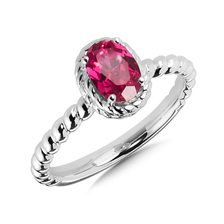 Sterling Silver Created Ruby Ring