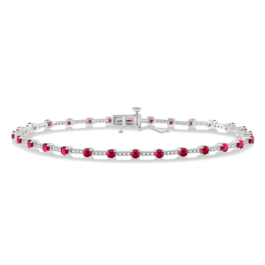 10K White Gold Ruby and Diamond Bracelet