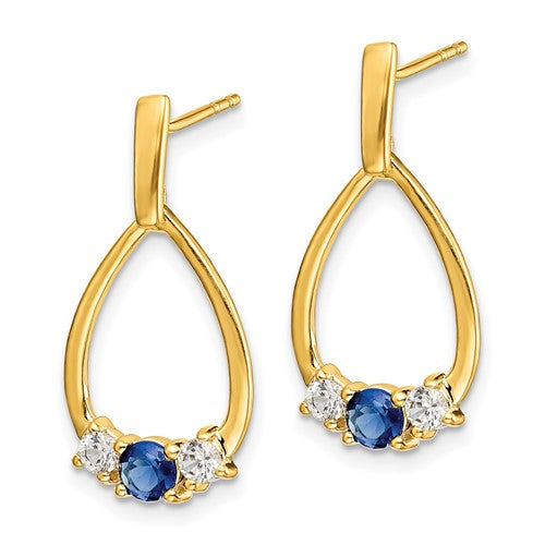 10K Yellow Gold Blue and White Sapphire Earrings