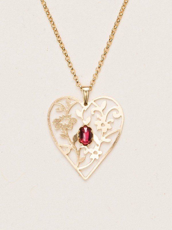 Holly Yashi Garnet/Gold Blooming Heart Necklace