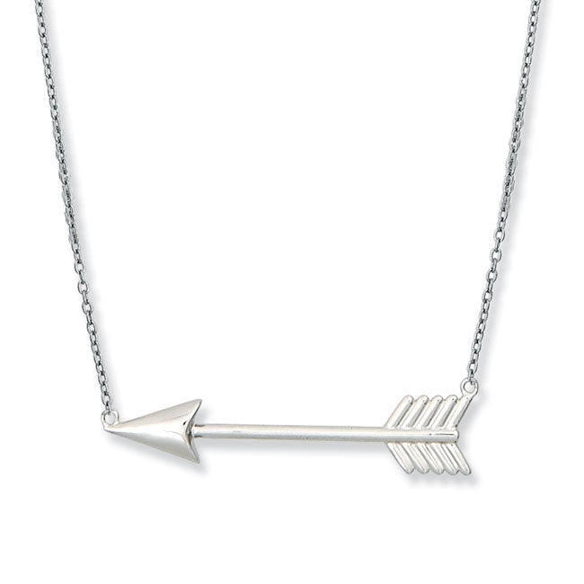 Sterling Silver Sideways Arrow Necklace