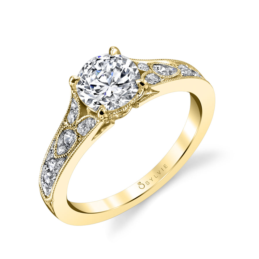 14K Yellow Gold Semi-Mount 0.30ct Diamond Engagment Ring