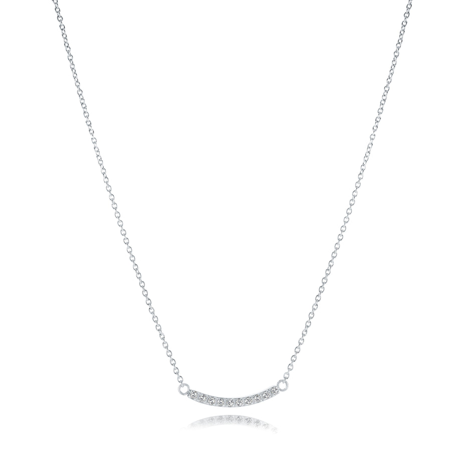 Stainless Steel Cubic Zirconia Curved Bar Link 16-18
