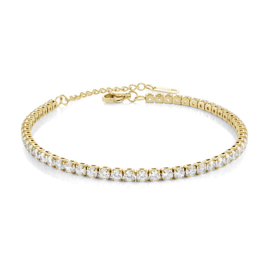 Stainless Steel Gold IP Cubic Zirconia 7-9