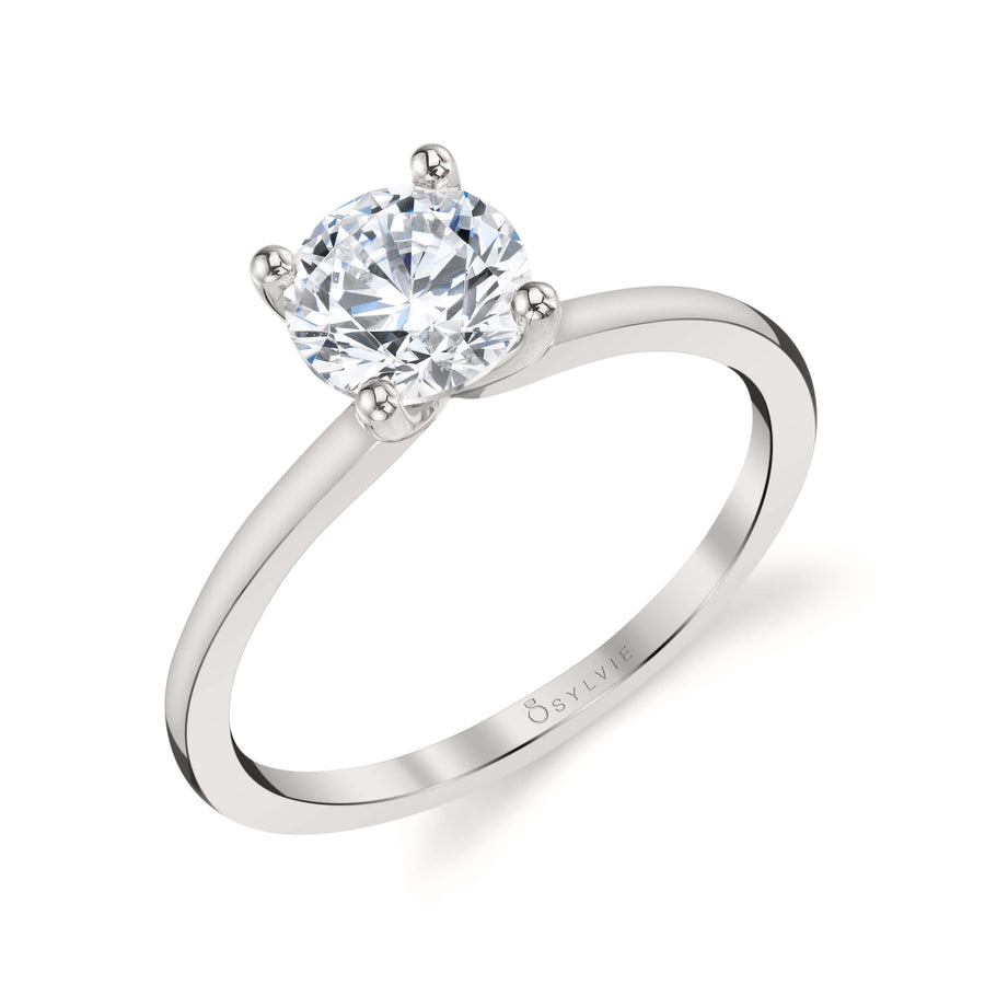 14K White Gold Semi-Mount Solitaire Style Engagement Ring