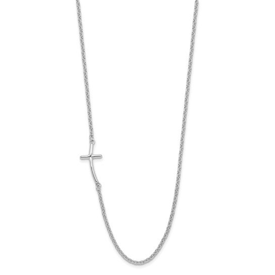 Sterling Silver Sideways Cross Necklace 17