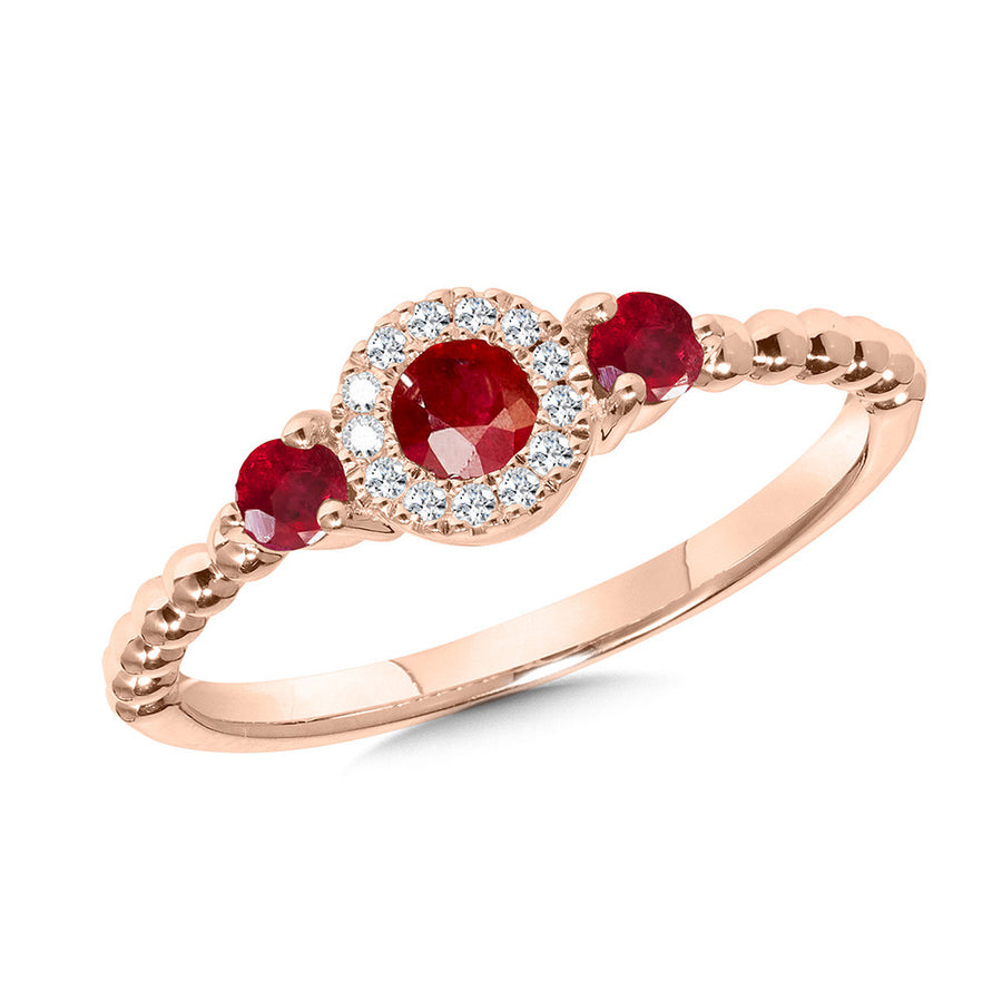 14K Rose Gold Ruby and Diamond Ring