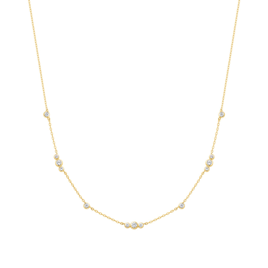 Gold Sparkling Bezel Cubic Zirconia Station Neckla