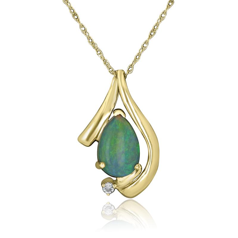 14K Gold Opal and Diamond Necklace