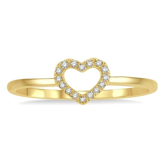 10K Yellow Gold Diamond Heart Ring